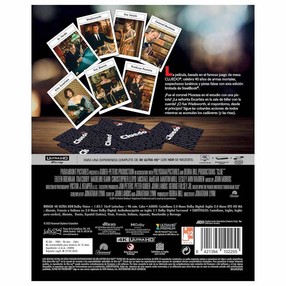 El Juego de Sospecha (Cluedo) - Edición Metálica 4K UHD + Blu-Ray