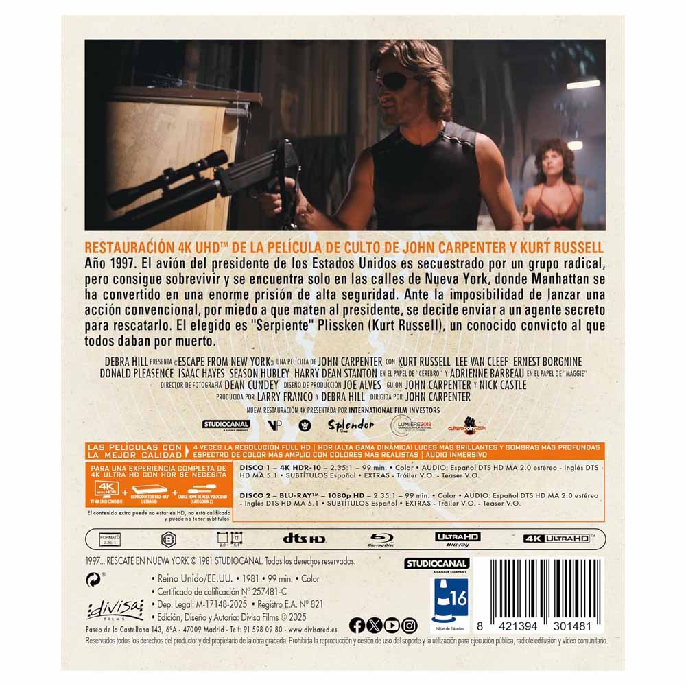 1997: Rescate en Nueva York 4K UHD + Blu-Ray