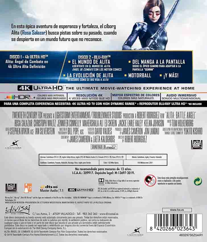 Alita: Ángel de Combate 4K UHD + Blu-Ray