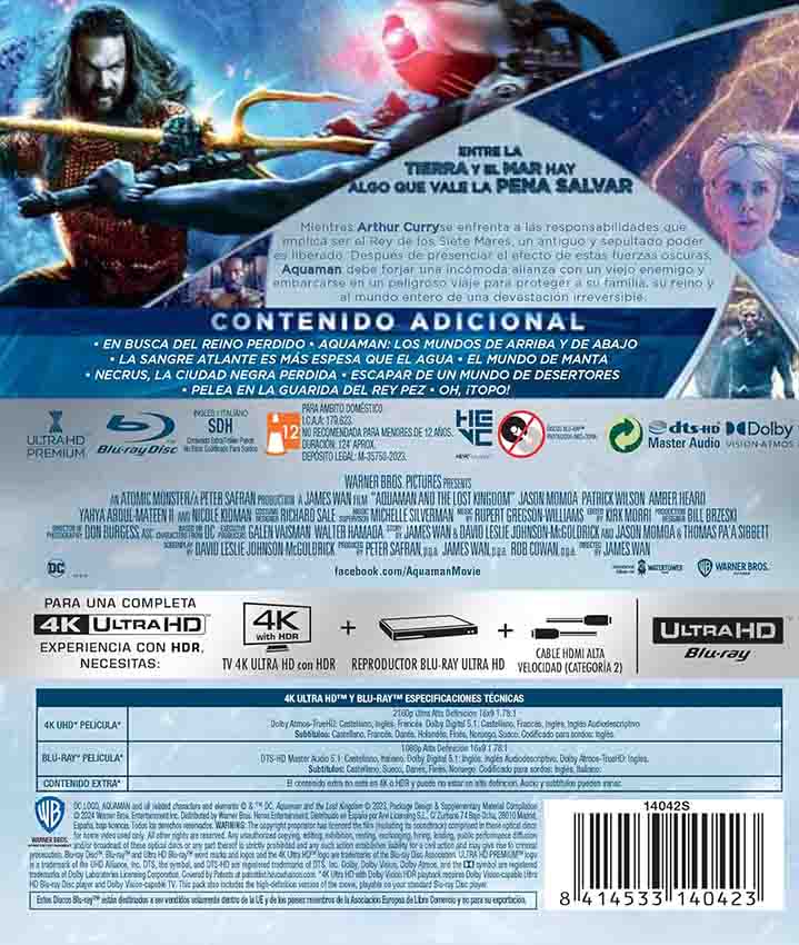 Aquaman y el Reino Perdido - 4K UHD + Blu-Ray
