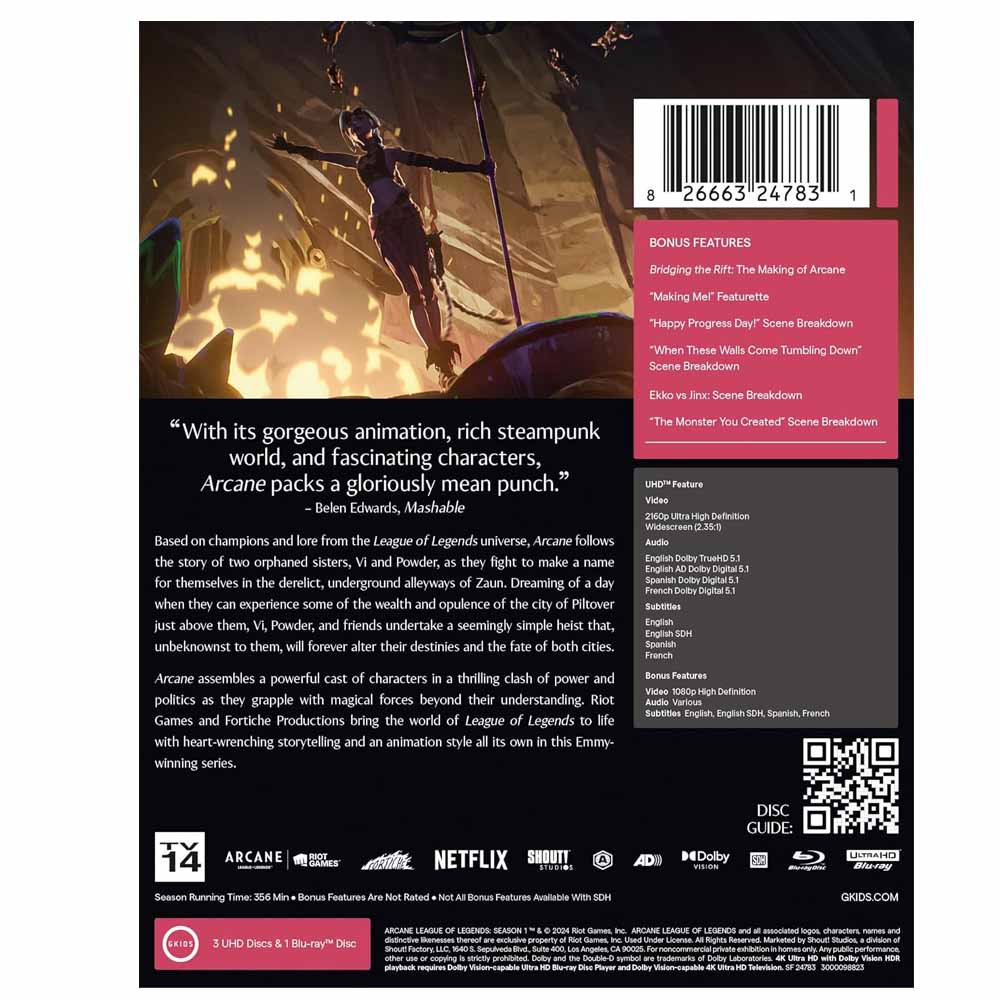 Arcane: League Of Legends - Season 1 (Limited Edition Steelbook) 4K UHD + Blu-Ray (UK Import)