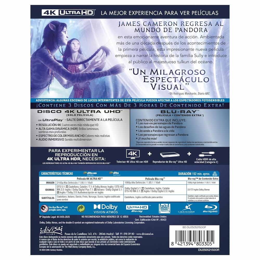 Avatar: El Sentido del Agua - Edición Remasterizada 4K UHD + Blu-Ray