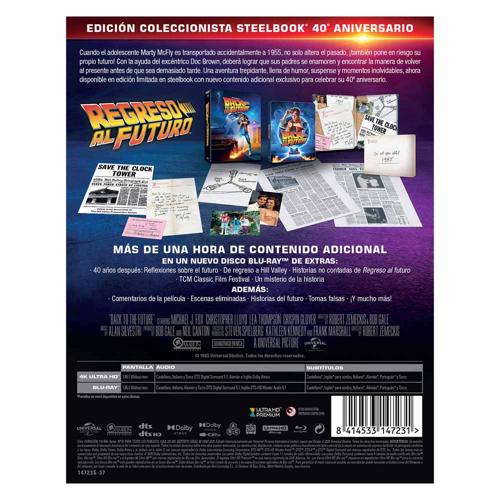 Regreso al Futuro - Edición Coleccionista (Steelbook) 4K UHD + Blu-Ray