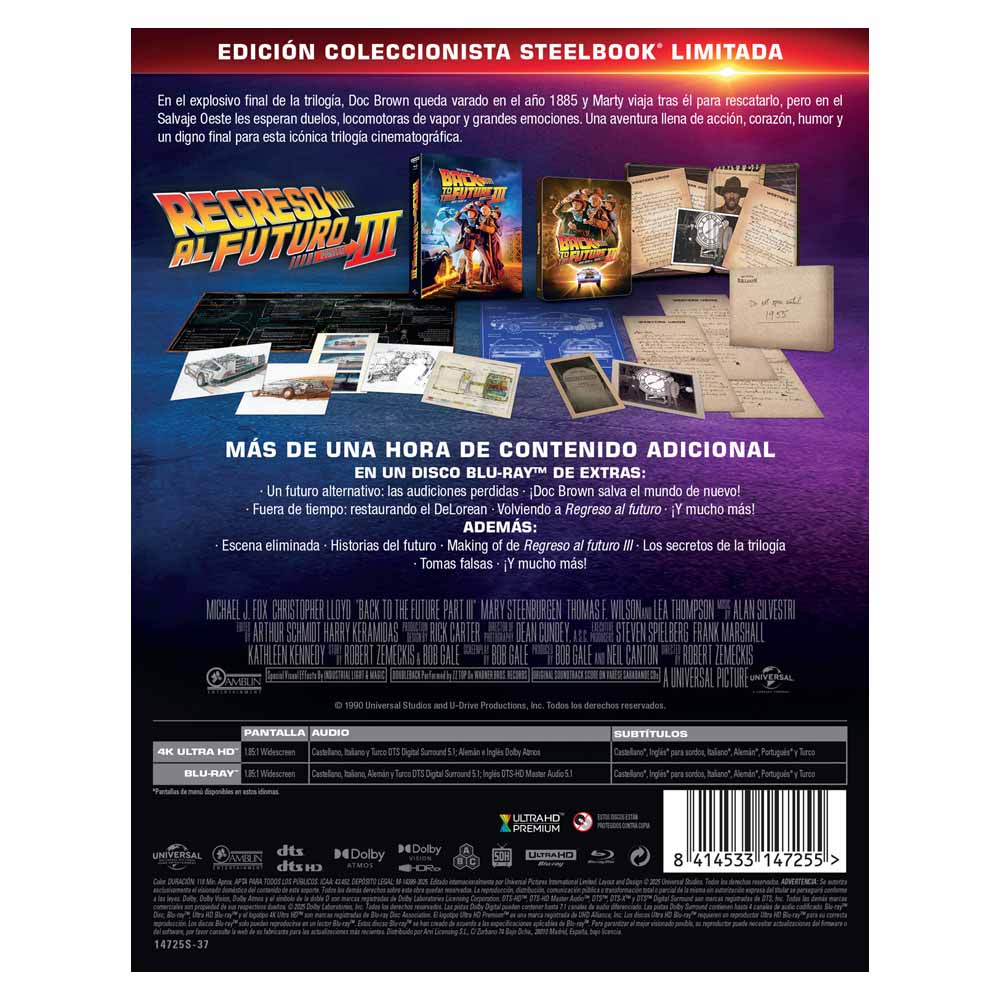 Regreso al Futuro III - Edición Coleccionista (Steelbook) 4K UHD + Blu-Ray