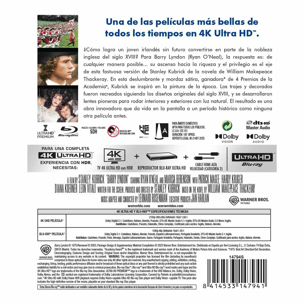 Barry Lyndon 4K UHD + Blu-Ray