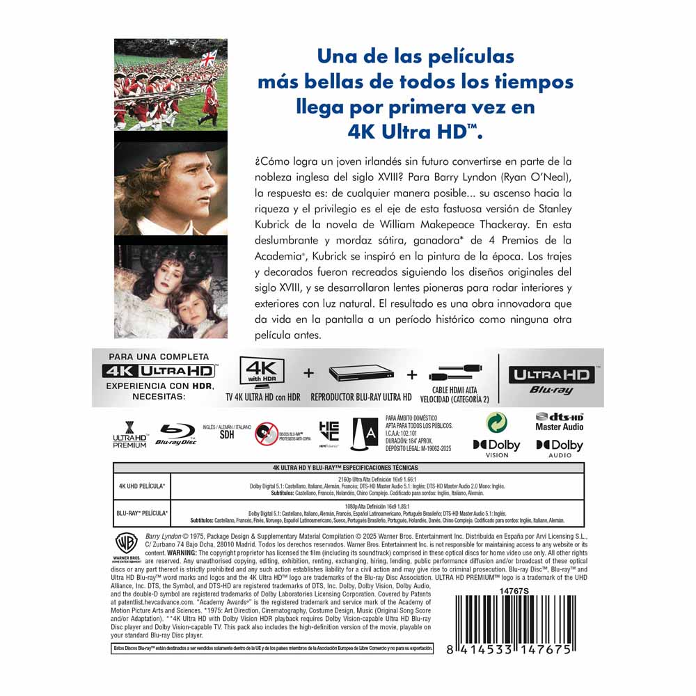 Barry Lyndon - Edición Metálica 4K UHD + Blu-Ray