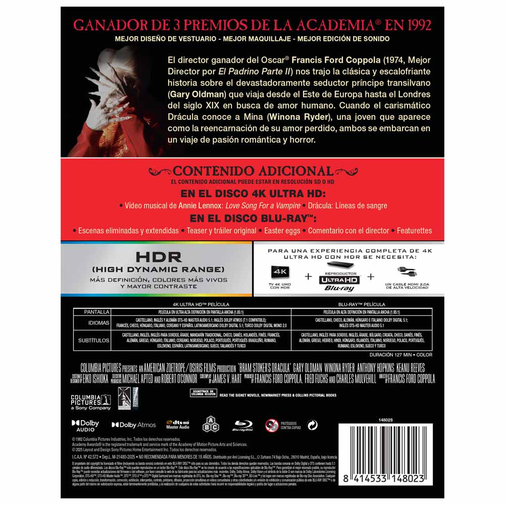 Drácula de Bram Stoker - Edición Metálica 4K UHD + Blu-Ray