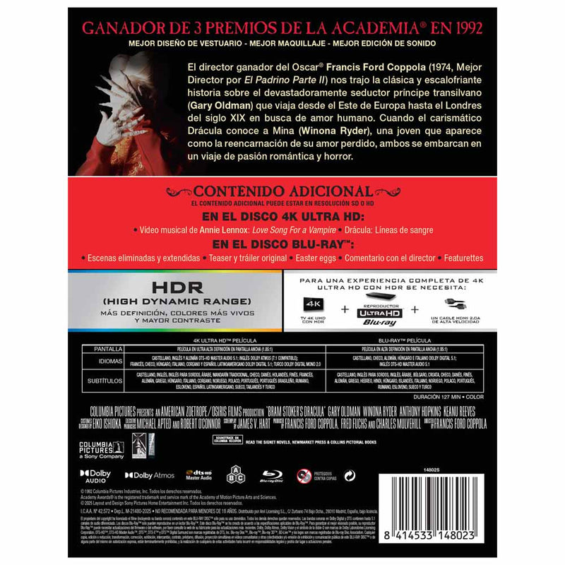 Drácula de Bram Stoker - Edición Metálica 4K UHD + Blu-Ray