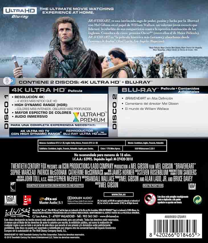Braveheart 4K UHD + Blu-Ray