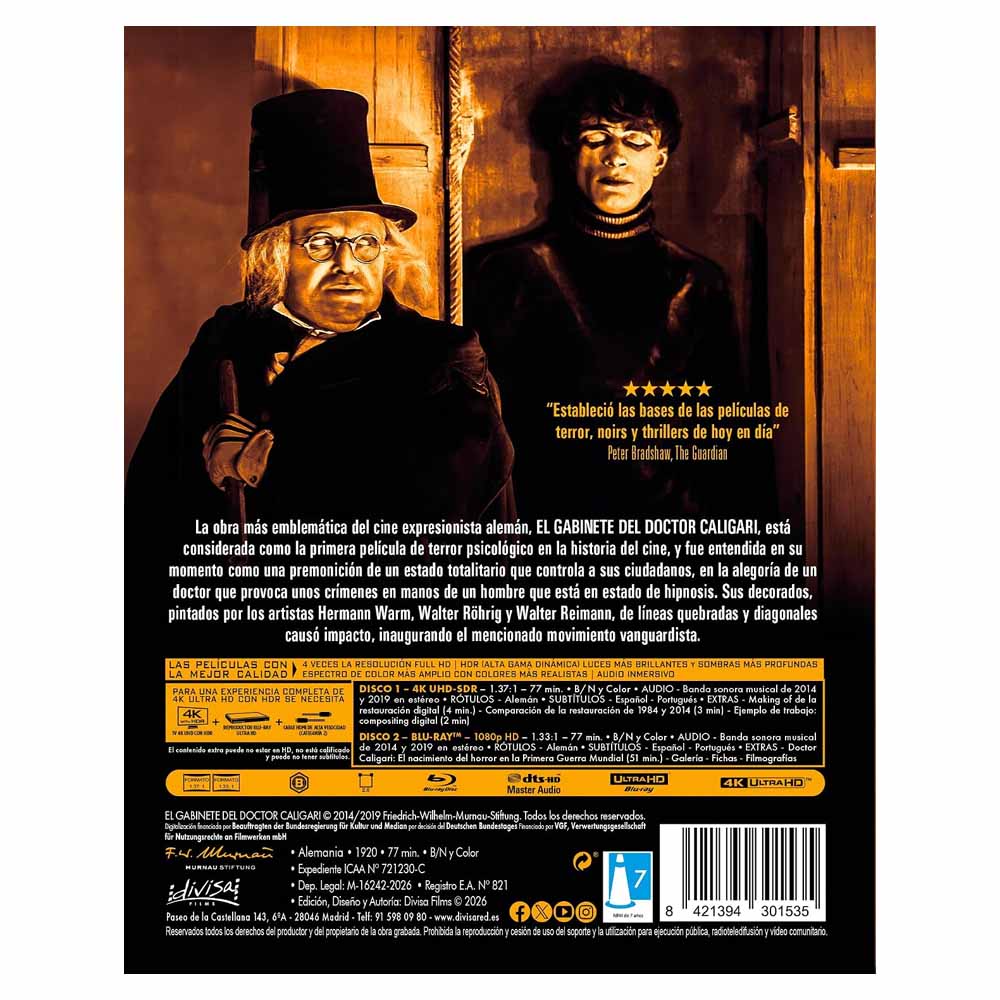 El Gabinete del Dr. Caligari 4K UHD + Blu-Ray