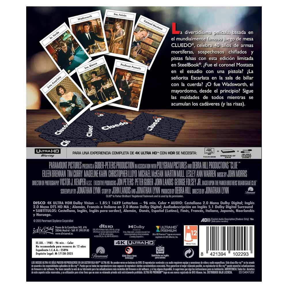 El Juego de Sospecha (Cluedo) - 4K UHD