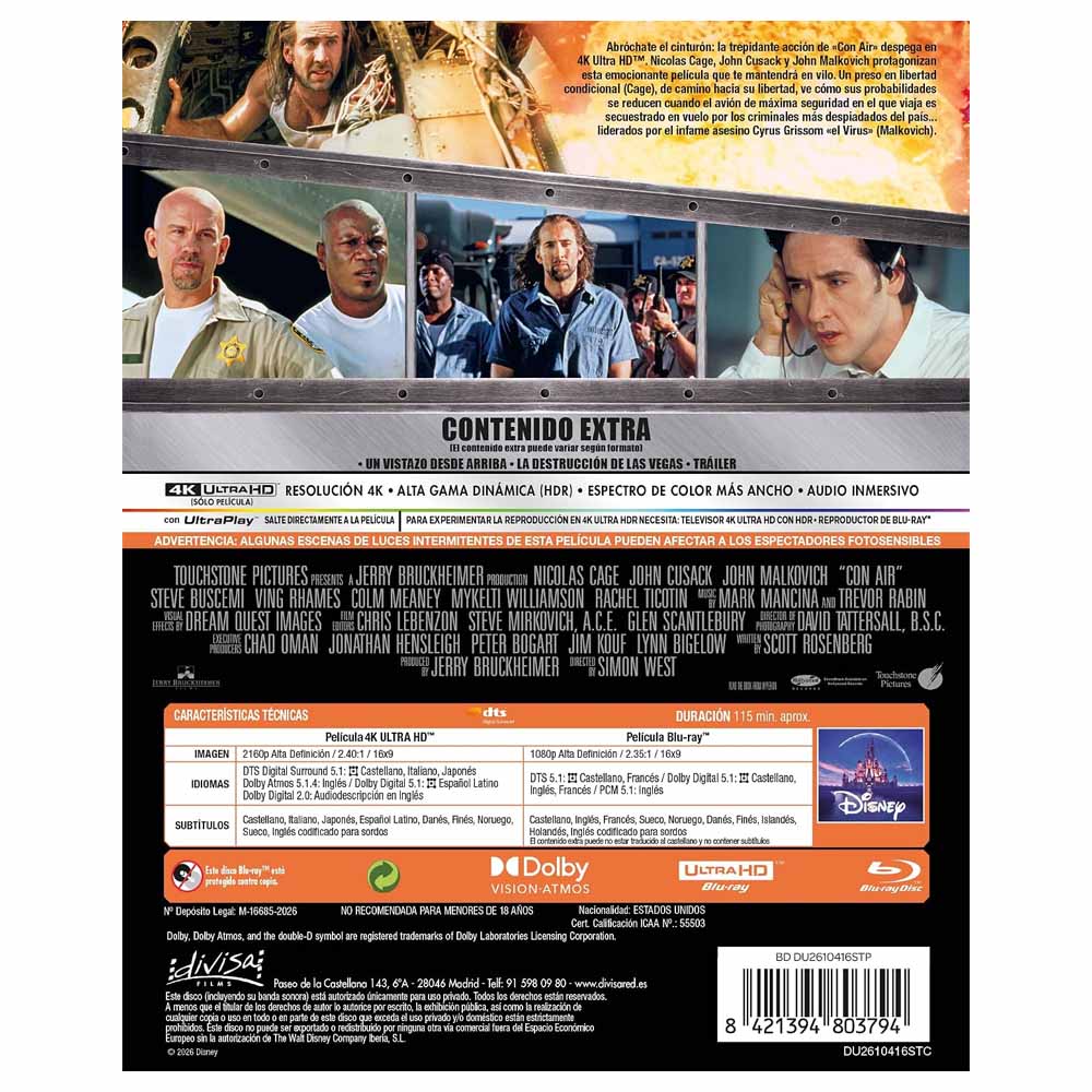 Con Air - Edición Metálica 4K UHD + Blu-Ray