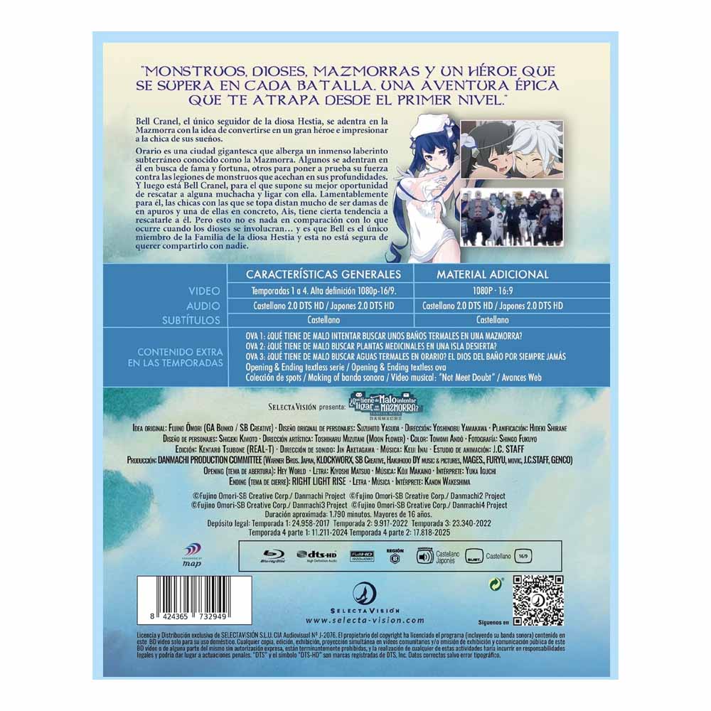 DANMACHI - ¿Qué tiene de malo intentar ligar en una mazmorra? Temporadas 1 a 4 Blu-Ray