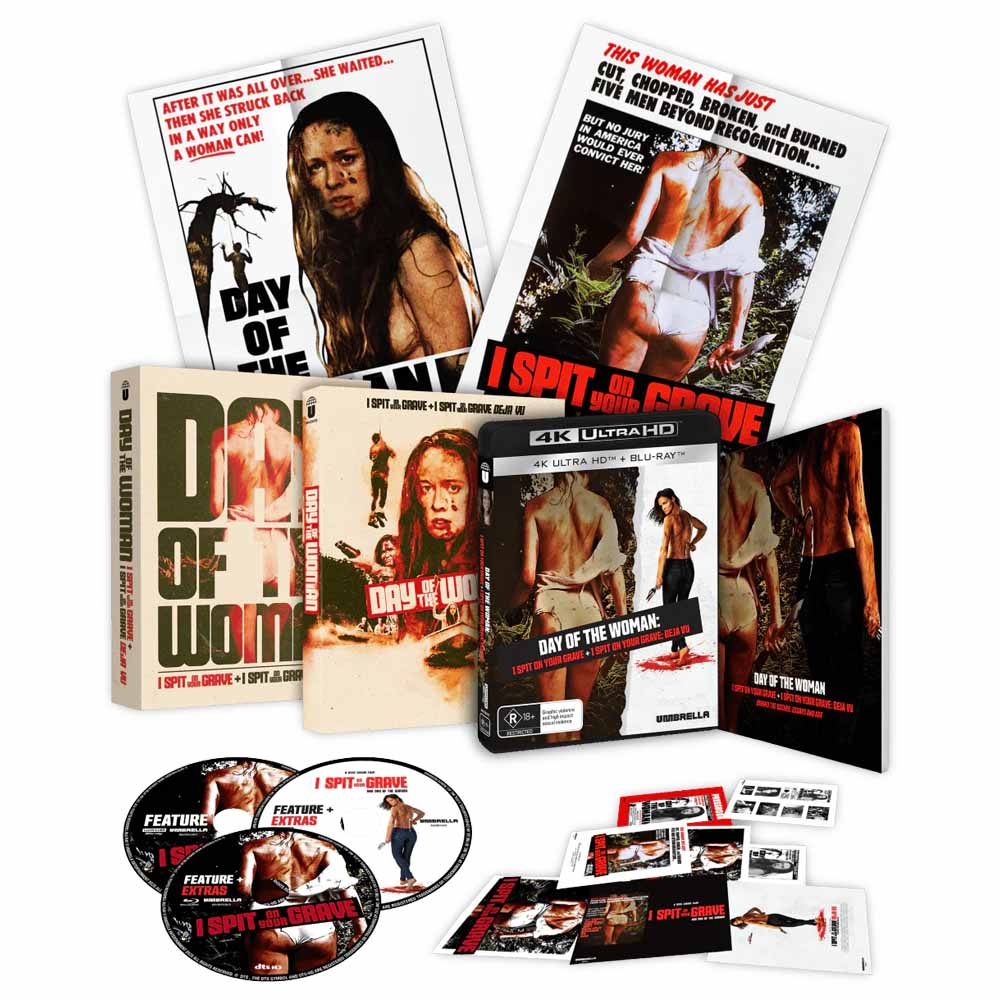 
  
  Day of the Woman: I Spit On Your Grave + I Spit On Your Grave: Deja Vu (Collector's Edition) 4K + Blu-Ray (Australia Import)
  
