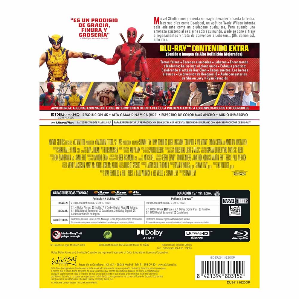 Deadpool y Lobezno - 4K UHD + Blu-Ray