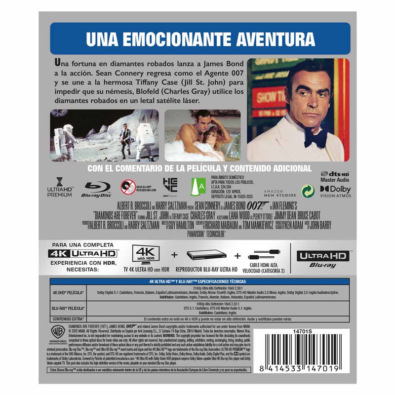 Diamantes para la Eternidad 4K UHD + Blu-Ray