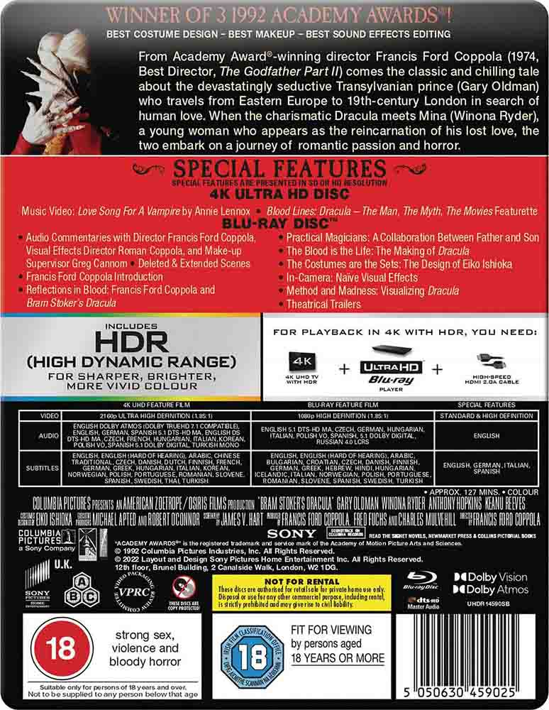 Bram Stoker´s Dracula 30th Anniversary - Steelbook (UK Import) 4K UHD + Blu-Ray