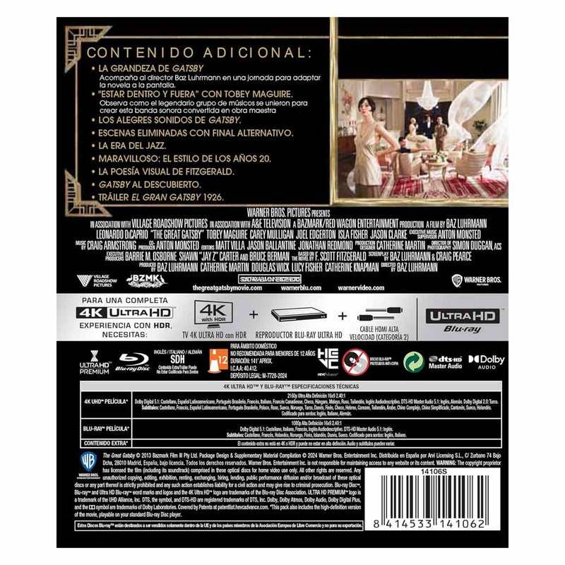 El Gran Gatsby 4K UHD + Blu-Ray