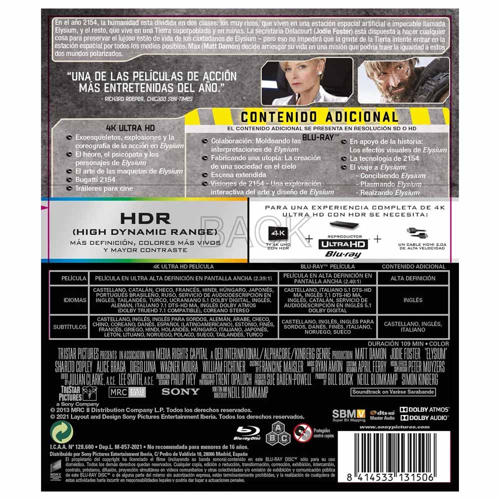 Elysium 4K UHD + Blu-Ray