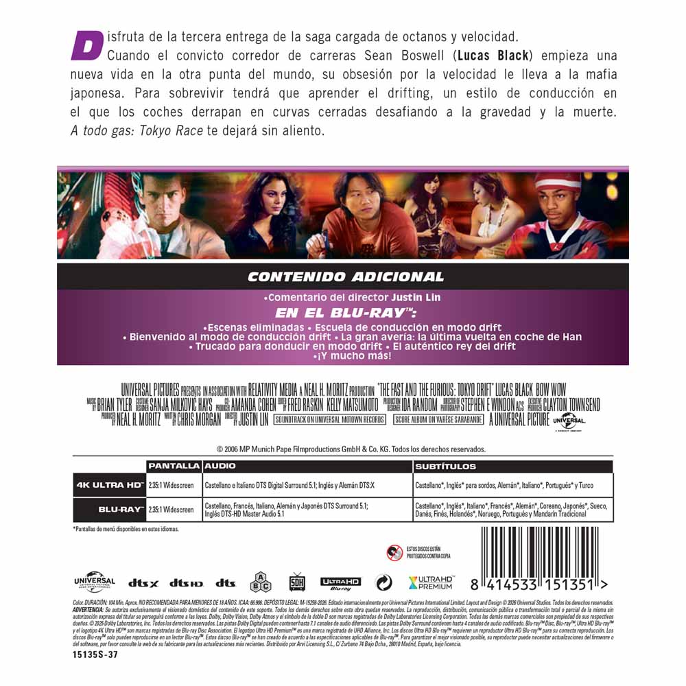 A Todo Gas: Tokyo Race 4K UHD + Blu-Ray