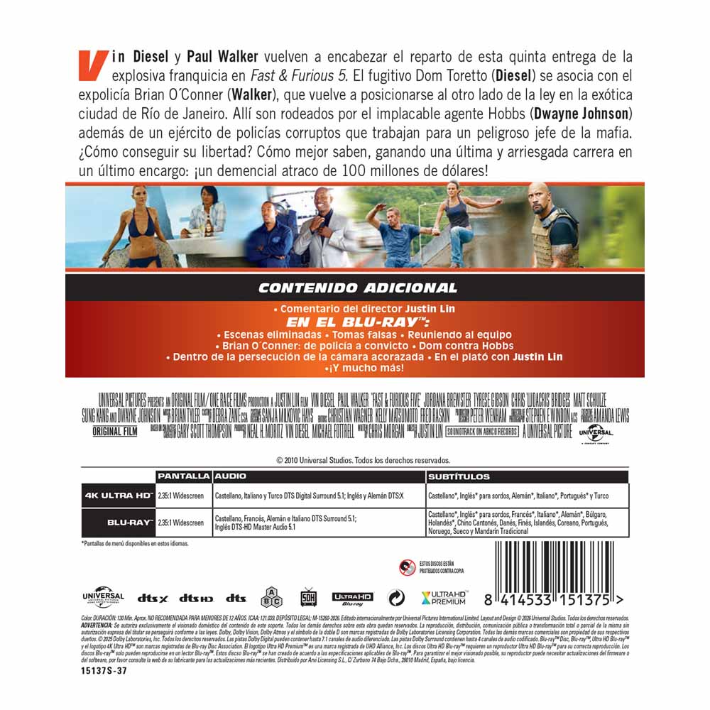 Fast and Furious 5 4K UHD + Blu-Ray