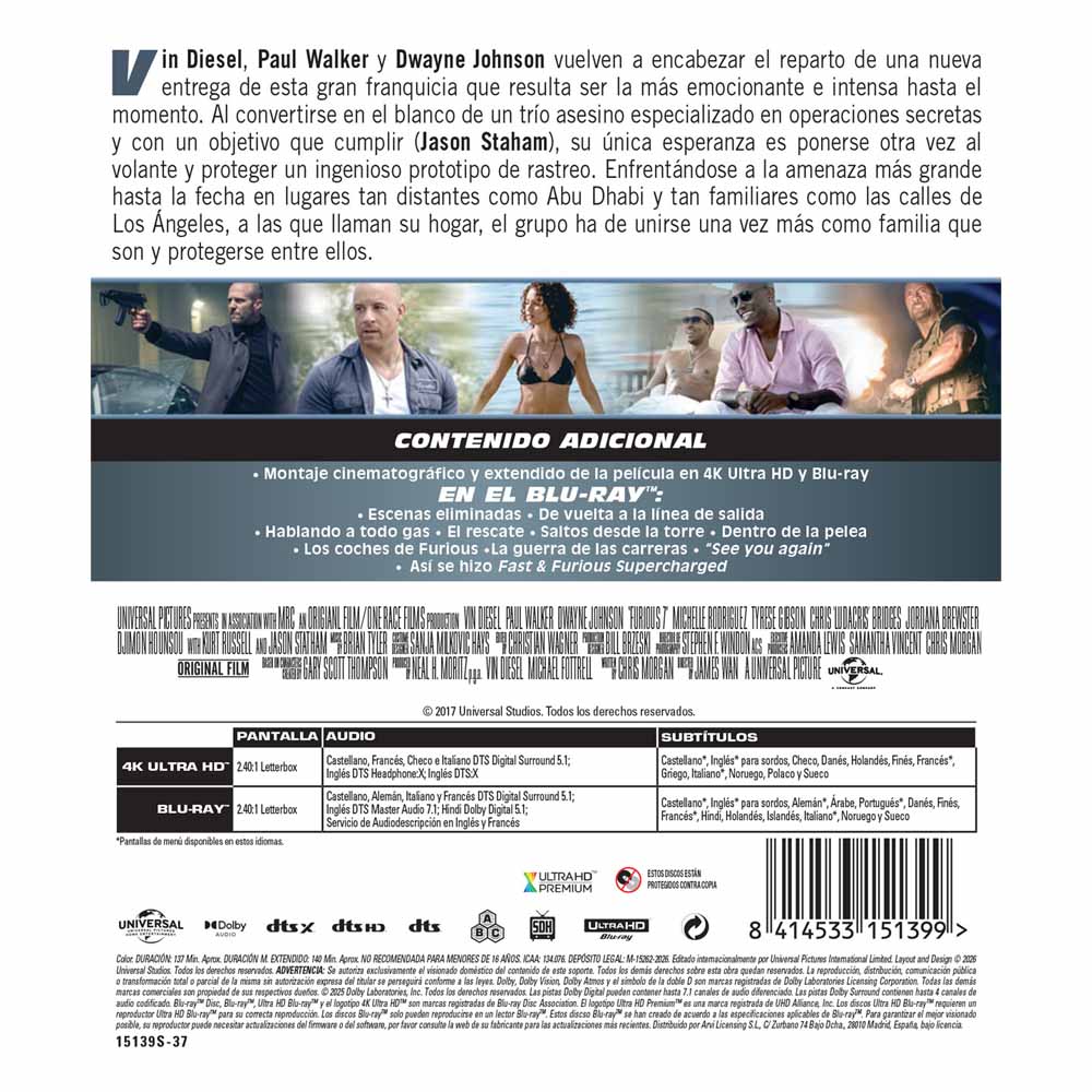 Fast and Furious 7 4K UHD + Blu-Ray