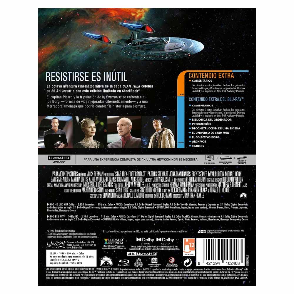 Star Trek VIII: Primer Contacto - Edición Metálica 4K UHD + Blu-Ray