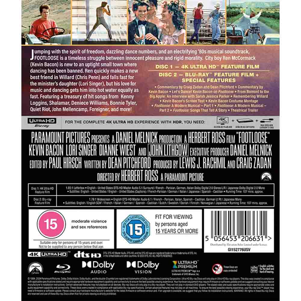 Footloose 4K UHD + Blu-Ray (UK Import)
