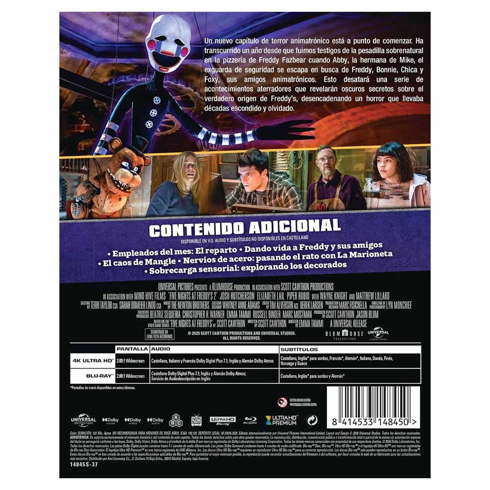 Five Nights at Freddy's 2 - Edición Metálica 4K UHD + Blu-Ray