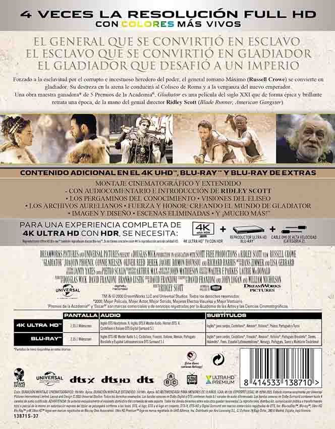 Gladiator (El Gladiador) - Titans of Cult 4K UHD + Blu-ray