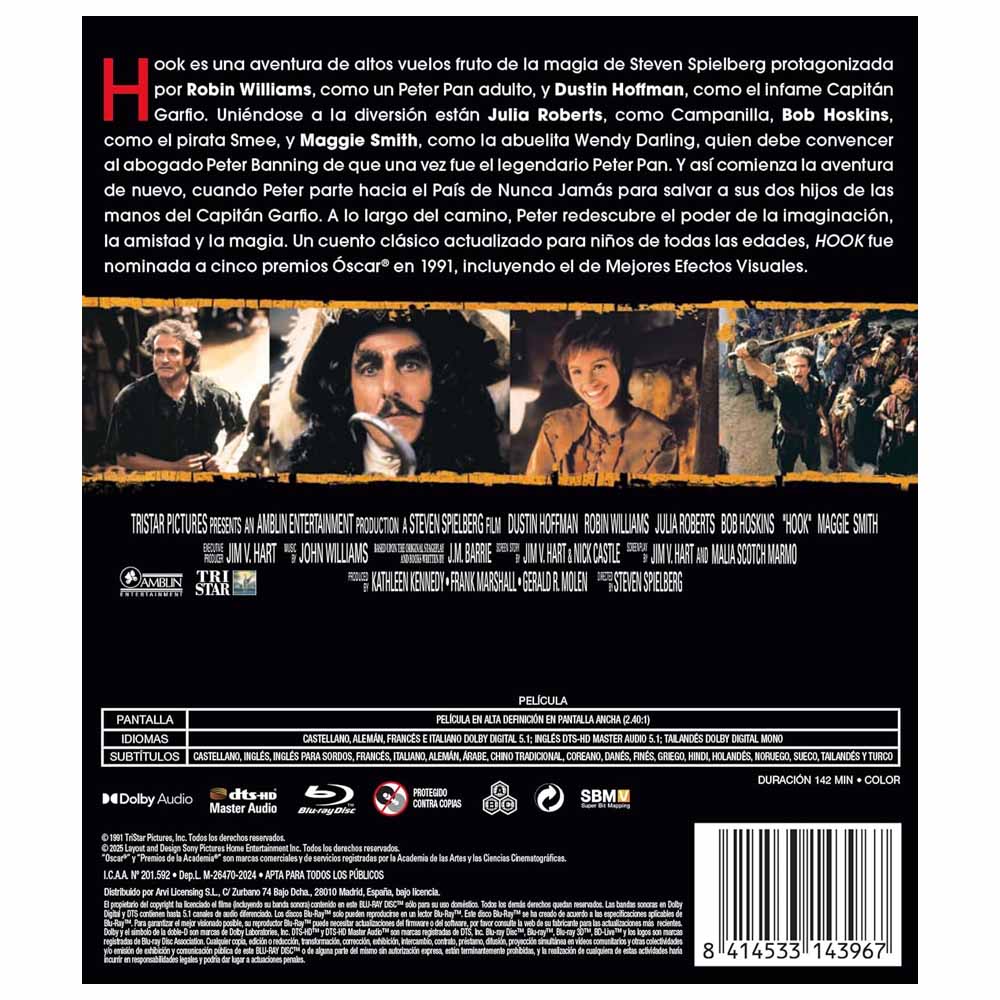 Hook (El Capitán Garfio) Blu-Ray