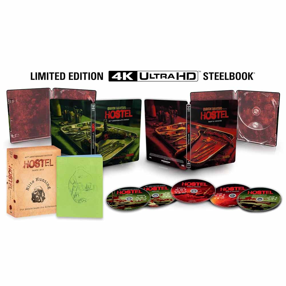 Hostel Parts I & II (20th Anniversary Edition + Steelbooks) 4K UHD + Blu-Ray (US Import) Scream Factory