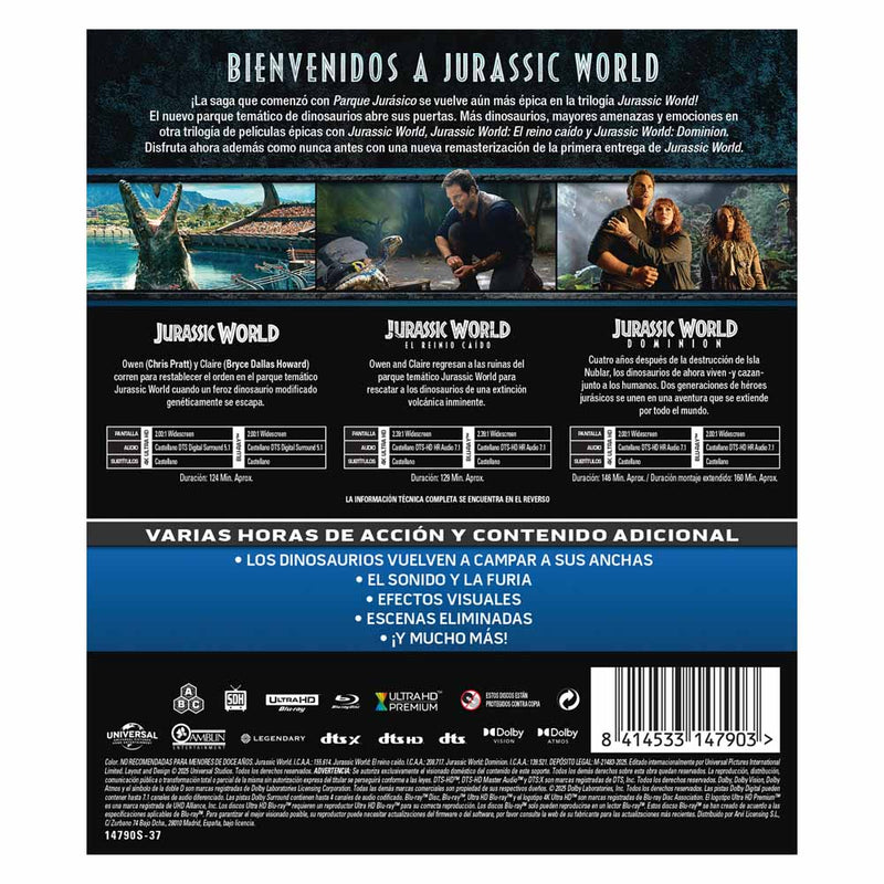 Trilogía Jurassic World  4K UHD + Blu-Ray