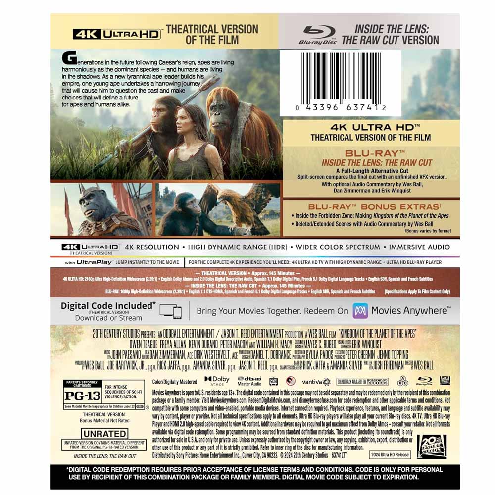 Kingdom of the Planet of the Apes 4K UHD + Blu-Ray (US Import)