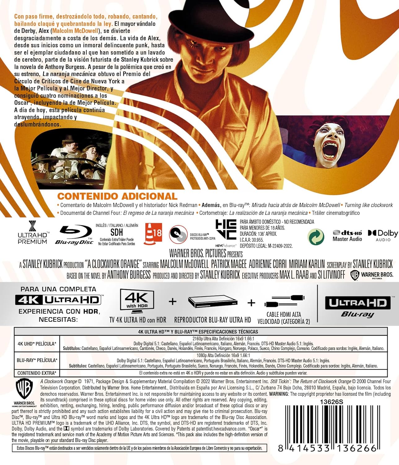 La Naranja Mecánica 4K UHD + Blu-Ray