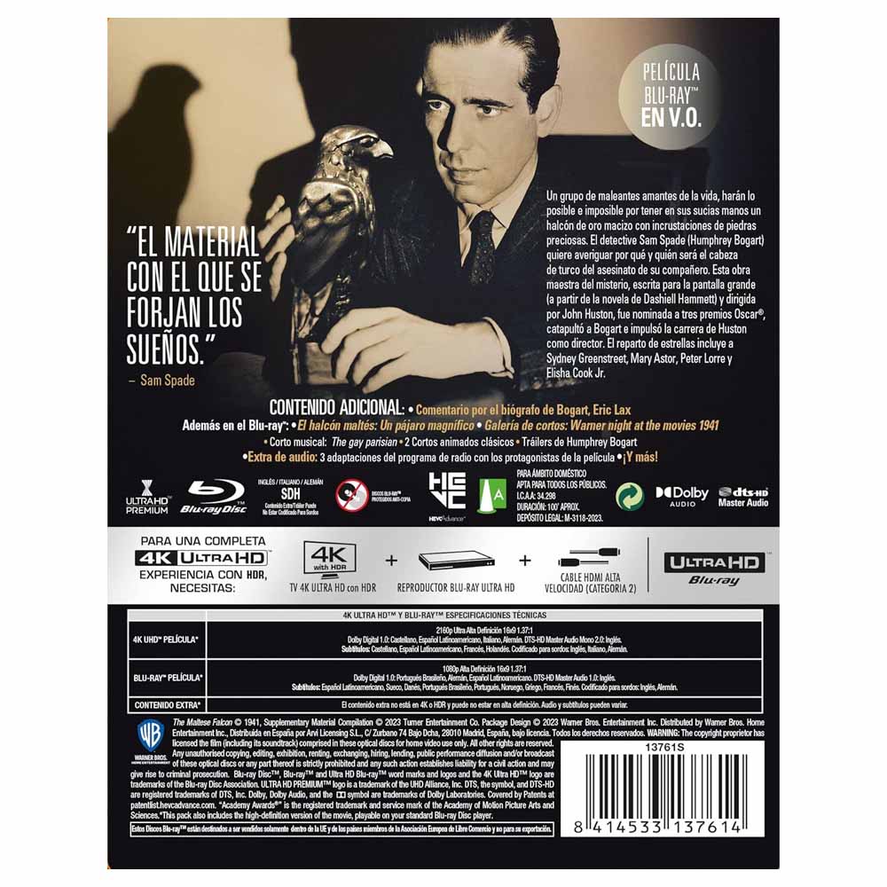 El Halcón Maltés - Edición Metálica 4K UHD + Blu-Ray