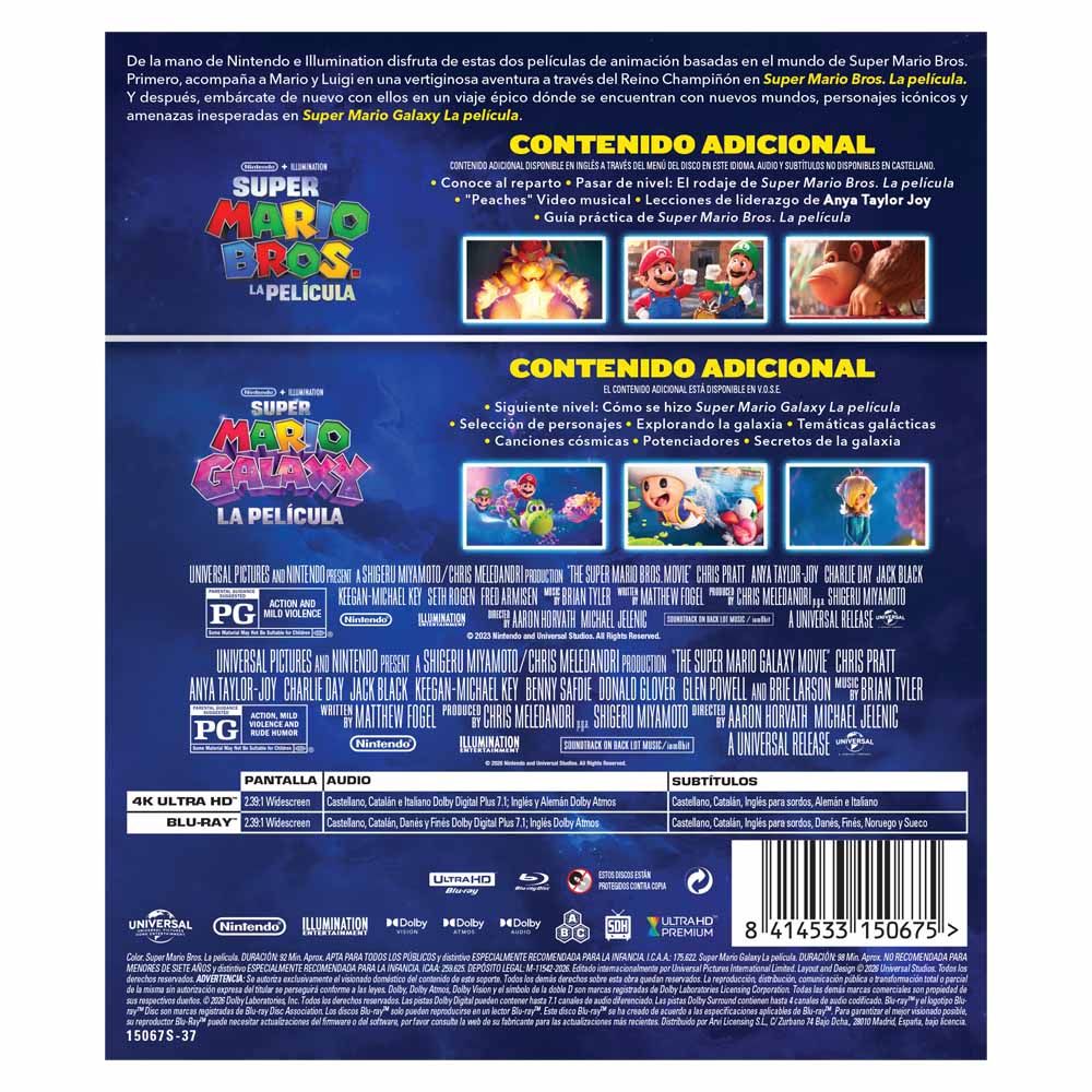 Super Mario Bros - Colección 2 Peliculas - 4K UHD + Blu-Ray