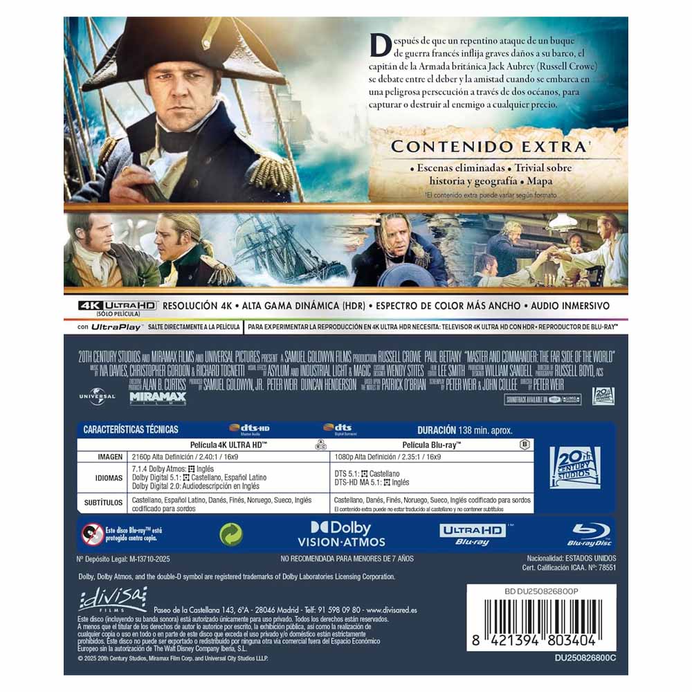 Master and Commander - 4K UHD + Blu-Ray