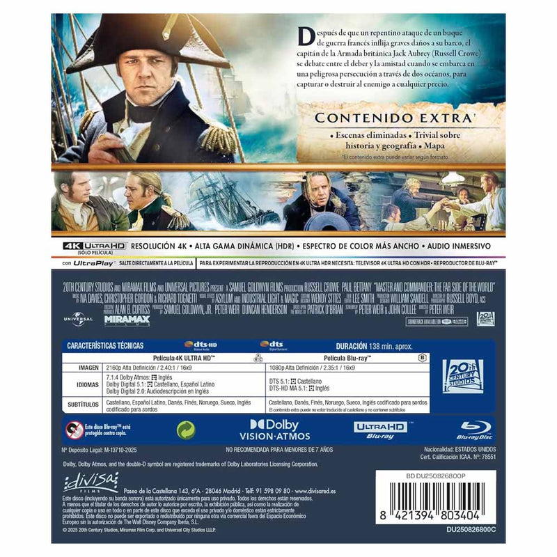 Master and Commander - 4K UHD + Blu-Ray
