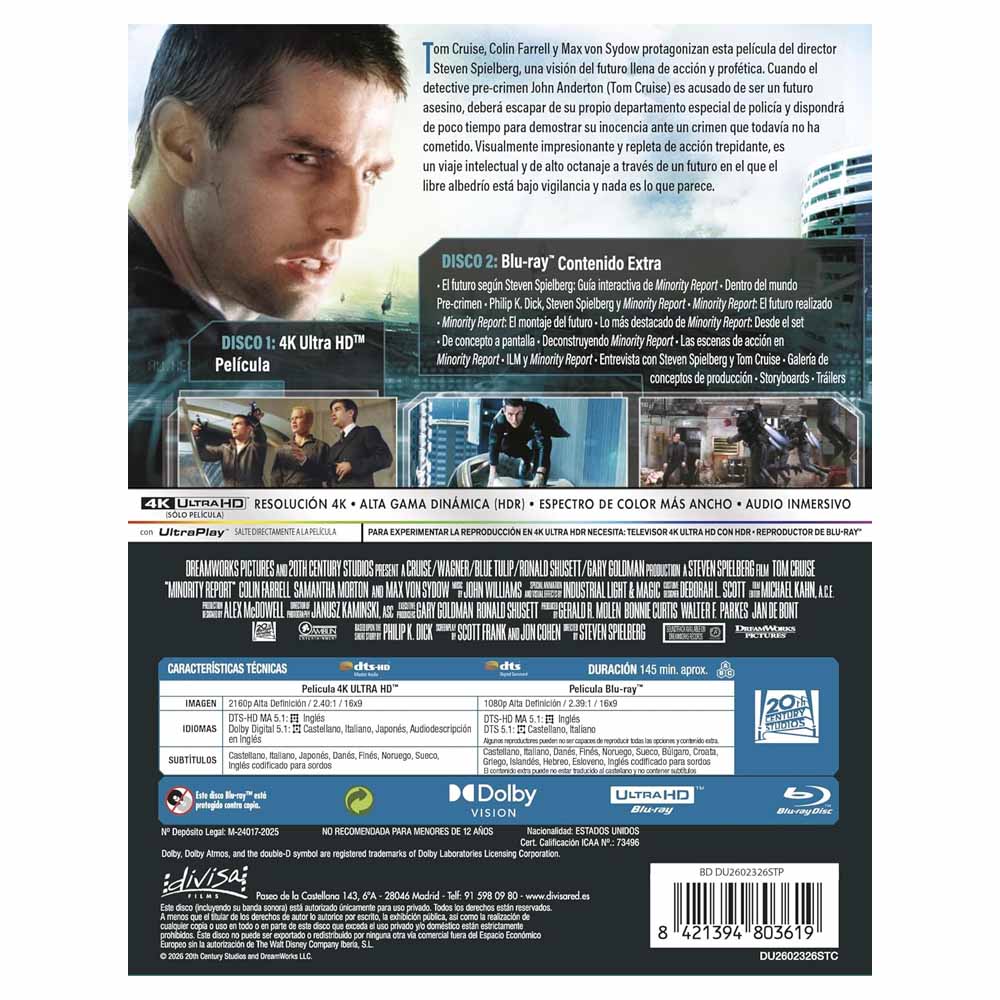 Minority Report - Edición Metálica 4K UHD + Blu-Ray