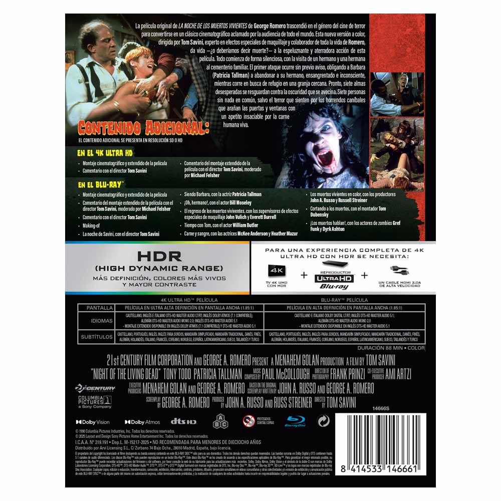 La Noche de los Muertos Vivientes - Edición Metálica 4K UHD + Blu-Ray