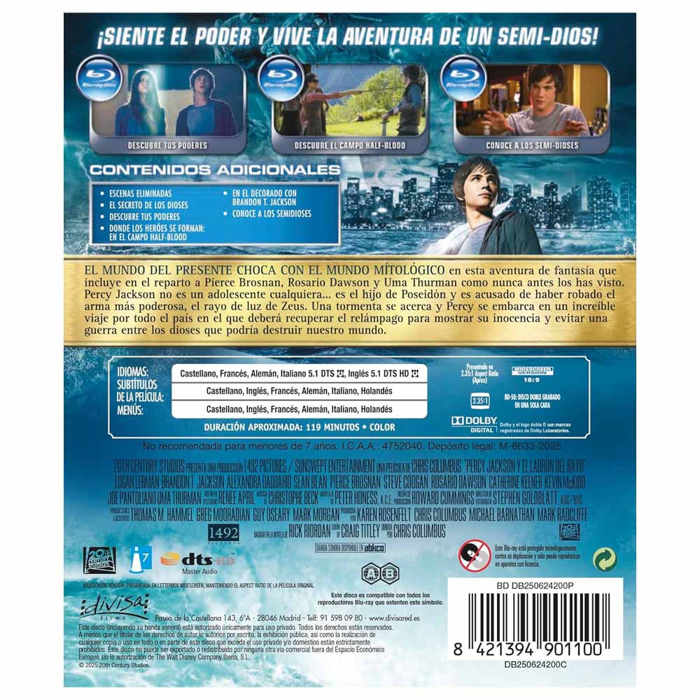 Percy Jackson y el Ladron del Rayo Blu-Ray