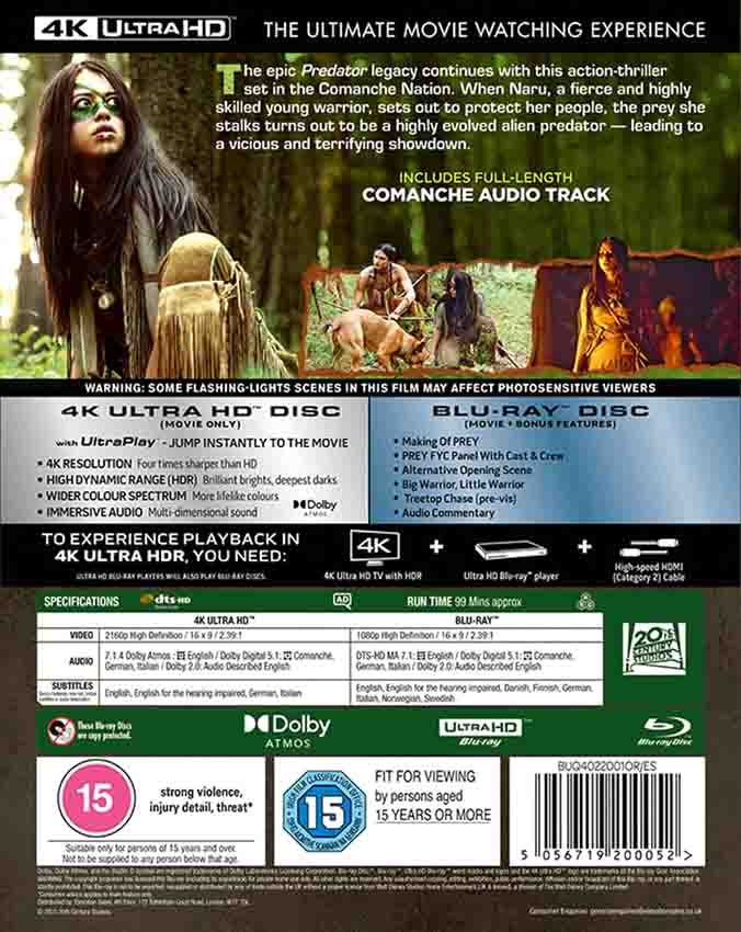 Prey (UK Import) 4K UHD + Blu-Ray