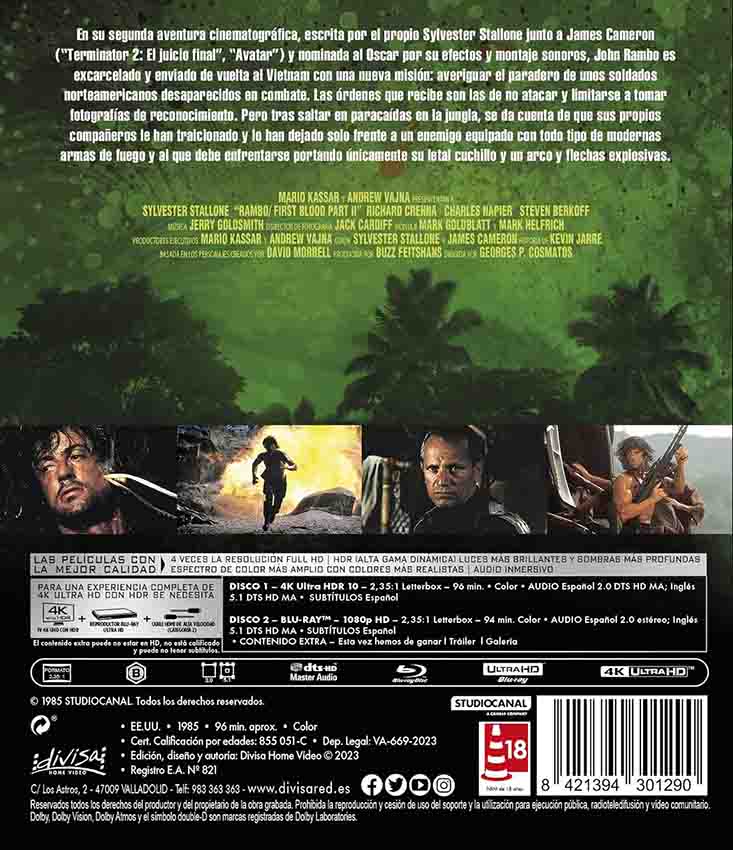 Rambo: Acorralado Parte II 4K UHD + Blu-Ray