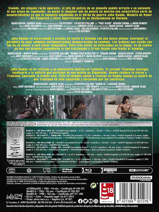 Rambo: La Trilogía 4K UHD + Blu-Ray