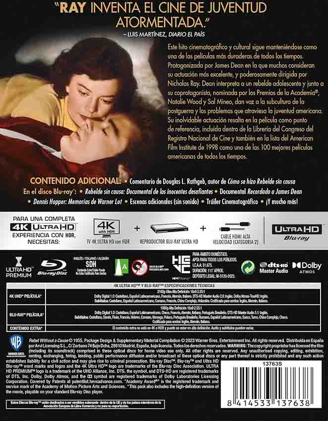 Rebelde sin Causa - Edición Metálica 4K UHD + Blu-Ray