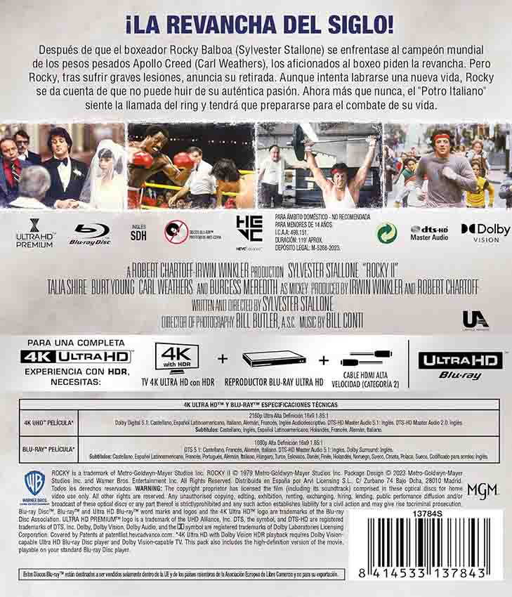 Rocky II 4K UHD + Blu-Ray