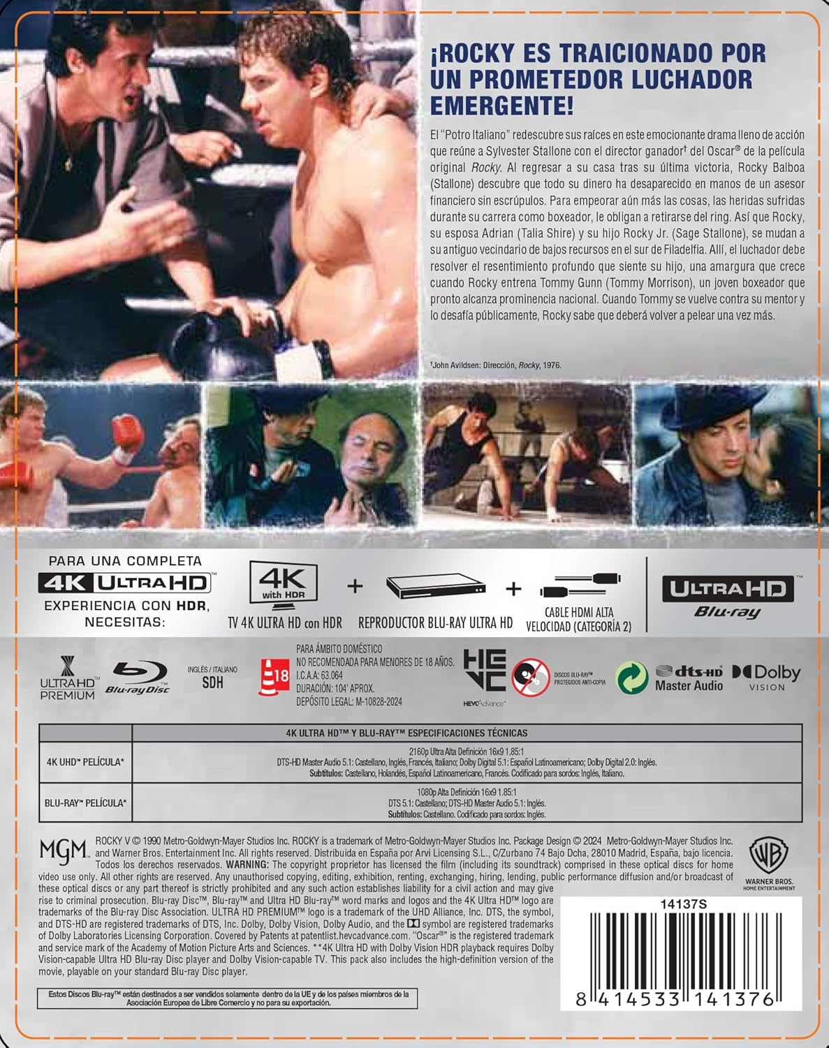Rocky V - Edición Metálica 4K UHD + Blu-Ray