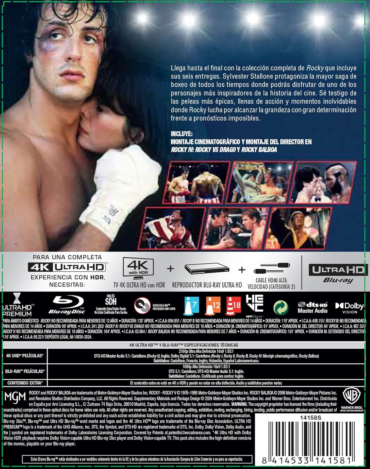 Rocky - Colección Completa de Knockouts 4K UHD + Blu-Rays