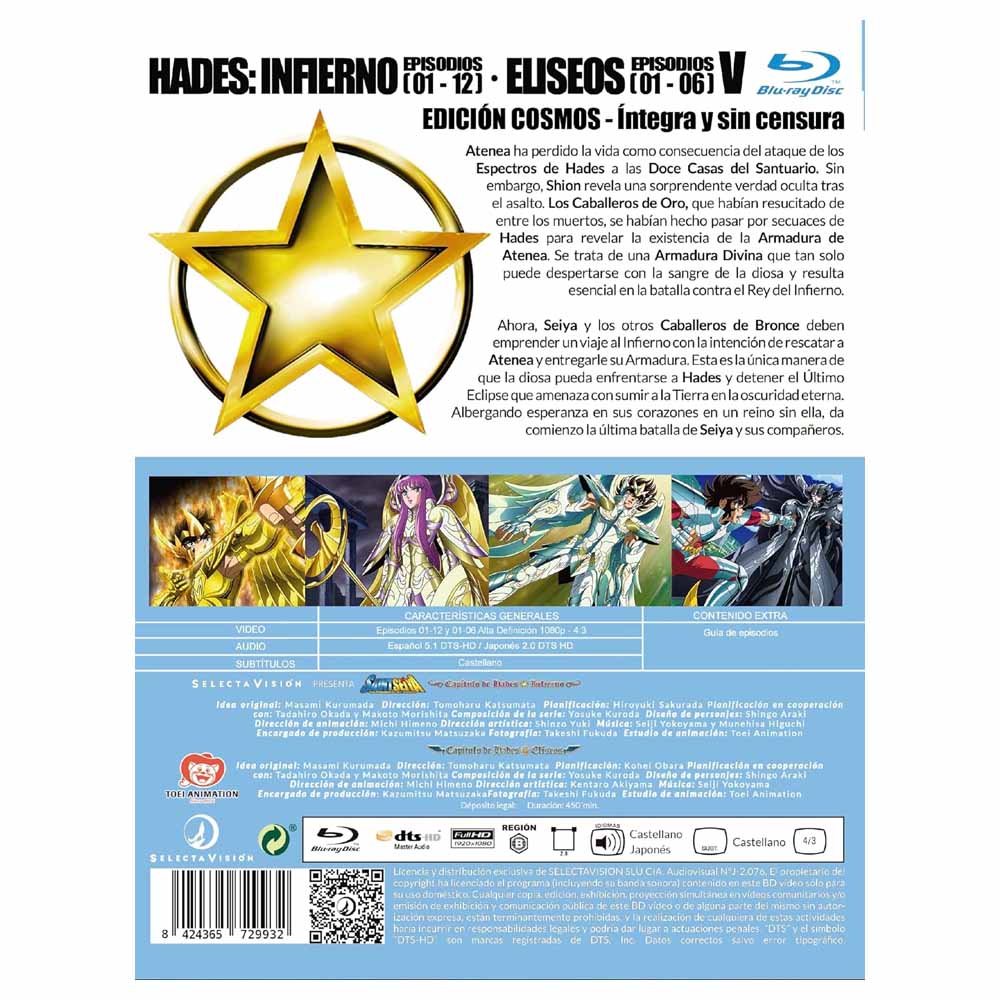 Los Caballeros del Zodiaco (Saint Seiya) - Cosmos Edition Box 5 -Saga de Hades Infierno - Elíseos Blu-Ray